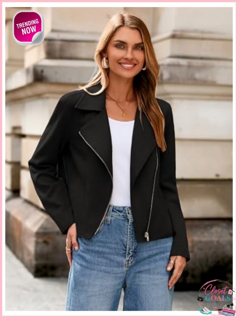 Faux Suede Cropped Moto Jacket Long Sleeve Zip Biker - Picture 2 of 6